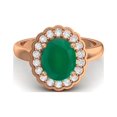 thumbnail image 1 of Bague Solitaire en Argent Sterling 925 Rose Vermeil 6mm Ronde Verte Onyx pour Femmes, 1 of 3