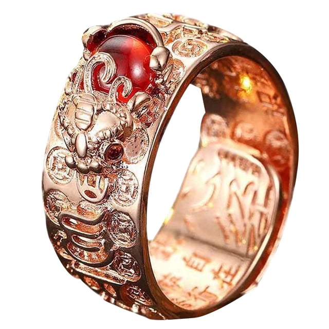 Pompotops Feng Shui Ring Anillo Mantra Good Luck Wealth Protection Efficacious Rings For Men & Women, Ring Clearance