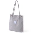 thumbnail image 1 of Walson Sacs Fourre-Tout en Velours Côtelé pour Femmes, Sac à Bandoulière Léger Réutilisable, Grande Capacité, Sacs de Magasinage, Sacs à Main Rétro Décontractés, Sangle Renforcée, Gris Pâle, 1 of 8