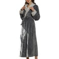 thumbnail image 1 of Peignoir Polyester Hommes Très Grande Taille Épais Robe à Capuche Corail Chemise de Nuit Chaud Douillet Confortable Doux Vêtements Automne Maison Gris Femmes m, 1 of 9