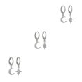 thumbnail image 3 of pitrice 1 Pair Moon Star Earrings Ears Pendant Exquisite Irregular Woman Jewelry Ear Dangle Fashion Accessory for Decor Gifting Using Silver 3Set, 3 of 6