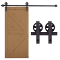 thumbnail image 1 of HOMCOM 6' Sliding Barn Door Hardware Kit Smoothly Barn Door Kit Brown, 1 of 10