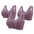thumbnail image 1 of Sentmoon 3PC Wireless Bras for Women Plus Size No Underwire Push up Bras for Women Comfort Front Closure with Snaps Floral Lace Embroidery Seamless Sleep Bralettes for Daily Commute Purple 50/115, 1 of 2