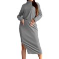 thumbnail image 1 of Yuyuzo Womens Ribbed 2 Piece Sets Turtleneck Long Sleeve Tops with Midi Skirts Slim Fitted Solid Color Suits, 1 of 7