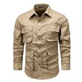 thumbnail image 1 of RXIRUCGD Cardigan à Col Rabattu pour Hommes, Manches Longues, Boutons, Khaki, Taille : m, 1 of 3