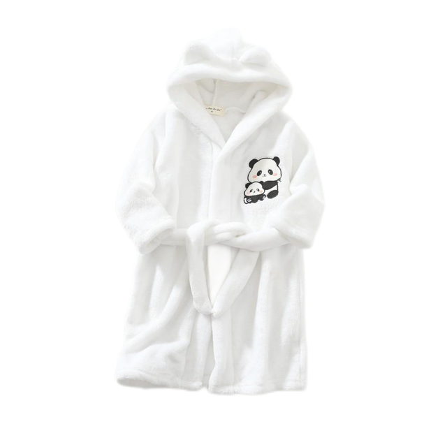 WOLLED Robe en Polaire pour Garçons et Filles, à Capuche, Couleur Unie, 1-12 Ans