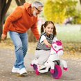thumbnail image 2 of Costway 12V Kids Ride on Unicorn Toy with Training Wheels Music One-button Start Horse Toy Red, 2 of 10