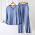 thumbnail image 1 of Blouses pour Femmes Blouse Unie Décontractée Mode Col Rond Manches Longues Vêtements de Nuit Ensembles, 1 of 1