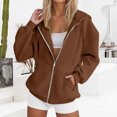 thumbnail image 4 of Mgmyaa Chandail en Molleton pour Femmes Mode Couleur Unie à Capuche avec Poche Manches Raglan Veste à Fermeture Éclair, 4 of 6