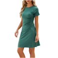 thumbnail image 1 of FAIWAD Robe d'Été pour Femme à Manches Courtes, Robe Plissée Ample, Mini-Robe Basique, T-Shirt Extensible, Robe Soleil, 1 of 5