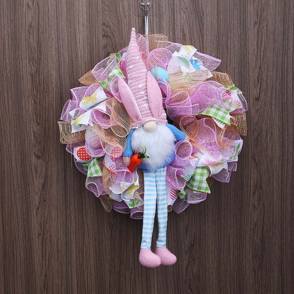 Birdeem Easter Bunny Wreath for Front Door,Outdoor Easter Hanging Decoration for Patio and Garden,Plastic Easter Decor for Indoor and Outdoor Use,Spring Holiday Decoration with Rabbit Ornament
