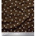 thumbnail image 1 of Soimoi Brown Moss Georgette Fabric Dot & Floral Decor Fabric Printed BTY 42 Inch Wide, 1 of 1