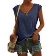 thumbnail image 2 of Pompotops Womens Solid Color Cap Sleeve Blouses T-Shirt Casual Loose Fit Basic Shirts Tank Tops, 2 of 8