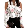 thumbnail image 2 of Womens Tops Long Sleeve Womens V Neck Pullover Off the Shoulder Printing Long Sleeve Tops, 2 of 8