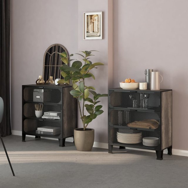 vidaXL Storage Cabinets 2 pcs Grey 72x36x82 cm Metal and MDF