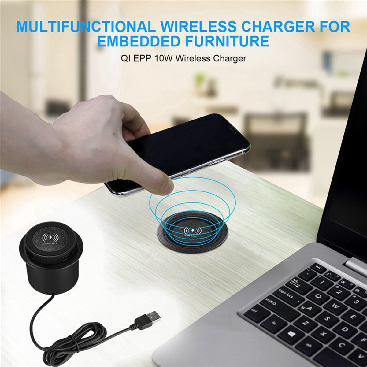5X 10W Fast Wireless Charger -Up Desktop Embedded Fast Wireless Charger with USB Port Universal for Smartphone,5 x Embedded Wireless Charge,Black