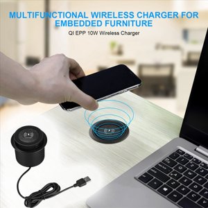 5X 10W Chargeur sans fil rapide - Haut de bureau intégré Chargeur avec fil rapide USB Port Universal pour Smartphone,5 x Charge sans fil intégrée, noir
