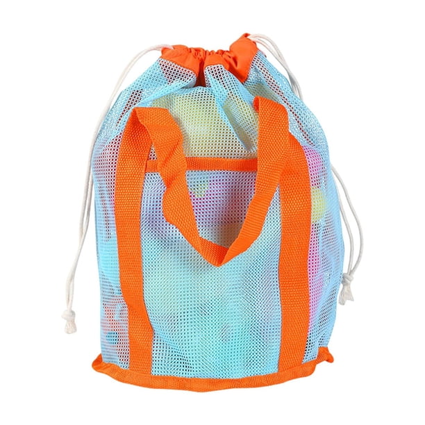 Drawstring Beach Tote Bag, Nylon Mesh Sand-Resistant Storage, Kids