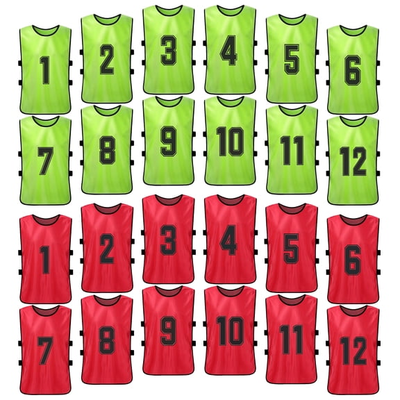 24 Pcs Chasubles de Soccer à Séchage Rapide Maillots de Soccer Jeunes Sports Match