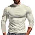 thumbnail image 1 of zbxnLI T-Shirts à Col Montant pour Hommes à Manches Longues, Chandails Décontractés à Enfiler, T-Shirts Doux Extensibles, Chandail de Base pour Hommes, 1 of 8