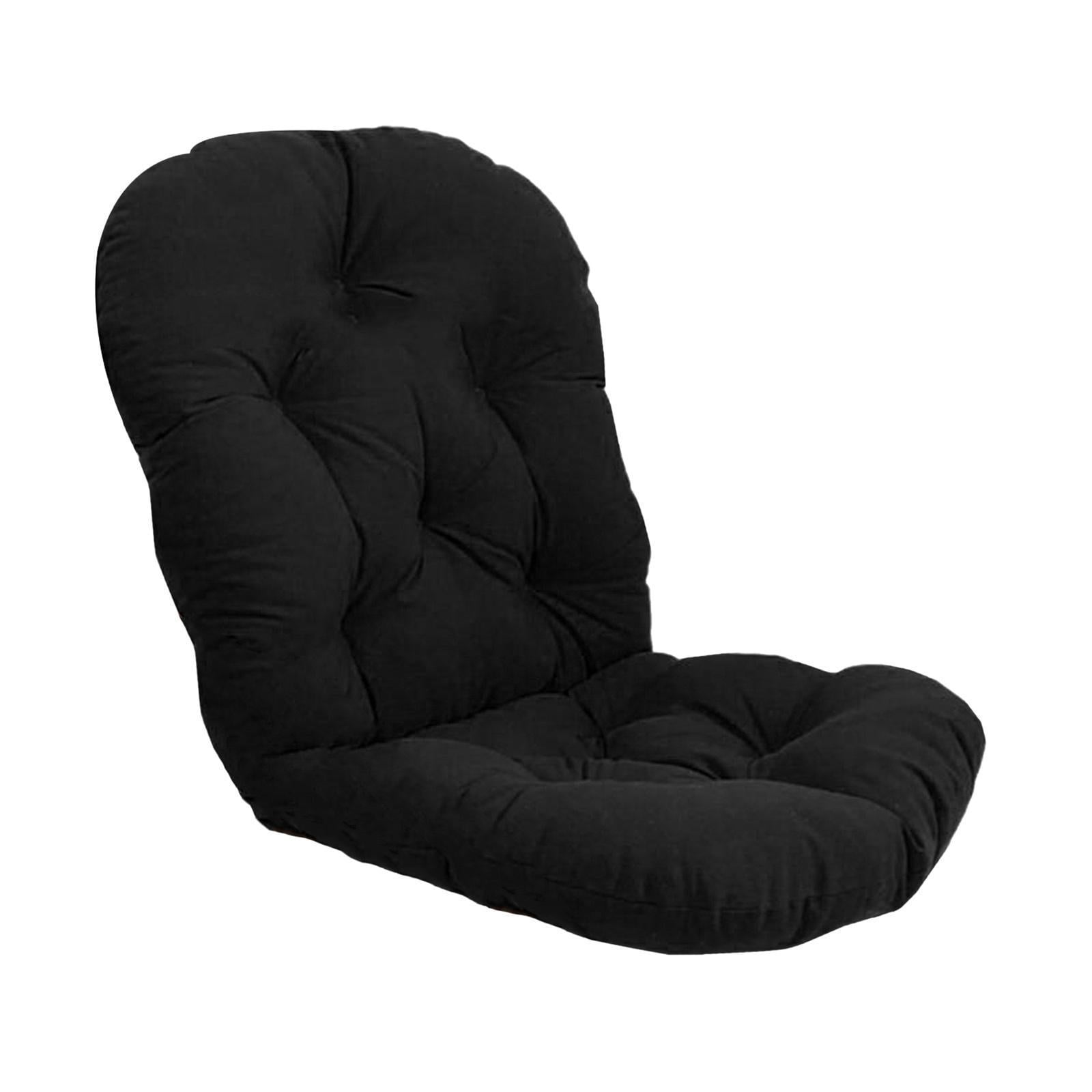 Solid Outdoor Polyester Rocker Cushion, 48" x 24", Rattan Wicker Rocking Cushion Black (Only Cushion No Chair)