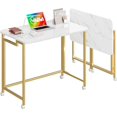 thumbnail image 1 of Mobile Small Rolling Computer Desk  Folding Laptop Cart Table with Wheels  Portable Office Desk for Small Space Couch Bed - Rustic  and, 1 of 6