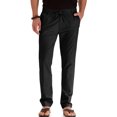 thumbnail image 1 of MAWCLOS Mens Trousers Elastic Waist Pants Drawstring Bottoms Fitted Summer Solid Color Loungewear Black 2XL, 1 of 4