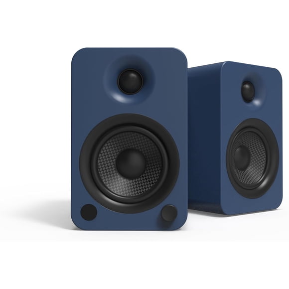Kanto YU4MU Powered Speakers with Bluetooth and Built-in Phono Preamp | 140W Peak Power | 1" Silk Dome Tweeter and 4" Kevlar Driver | Auto Standby and Startup | Remote Included | Pair | Matte Blue