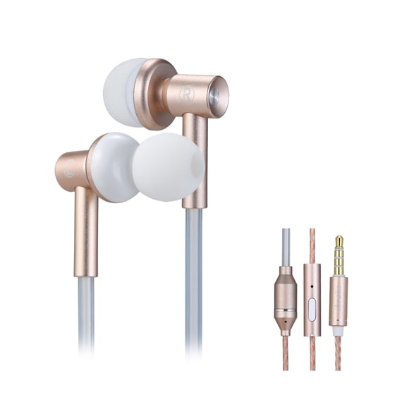 IBRAIN FC33-E Radiation Free Air Tube Headphones Aluminum Metal Earbuds with Mic and Control Earphone Stereo Wire Cell Phone Headsets in-Ear Headphones for Smartphone MP3 Tablet PC