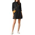 thumbnail image 2 of INSPIRE CHIC Robe-Chemise pour Femme Manches 3/4 Boutonnée Mini Robes Noir TG, 2 of 7