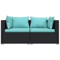 thumbnail image 2 of vidaXL 3 Piece Garden Lounge Set with Cushions Black Poly Rattan, 2 of 4