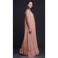 thumbnail image 4 of Bimba Pêche Floral Chrysanthème et Anémone Imprimé Vêtement de Nuit pour Femmes Longue Robe Maxi à Bretelles Spaghetti Tenue de Sommeil Robe X-Grand, 4 of 5