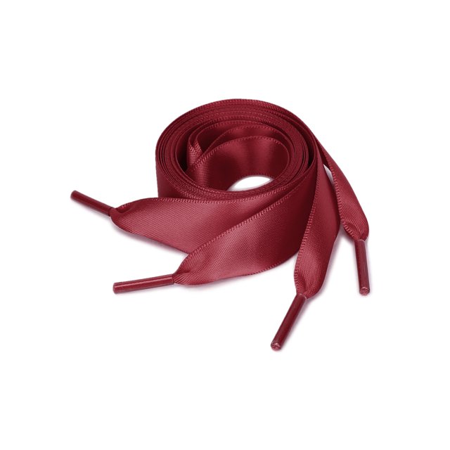 Lacets de Chaussures Extra Larges pour Femmes, Lacets Plats en Ruban Satiné pour Espadrilles, 2 Paires, Rouge Foncé, 110 Cm/43,3 Pouces