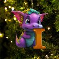 thumbnail image 1 of Fridja Personalized Dinosaur Christmas Ornament 26 Letters Hanging Pendant Ornaments 2024 Plastic Initial Monogram Xmas Tree Decorations with Hanging Rope Unique Customized Fun Gift for Kids (I), 1 of 4