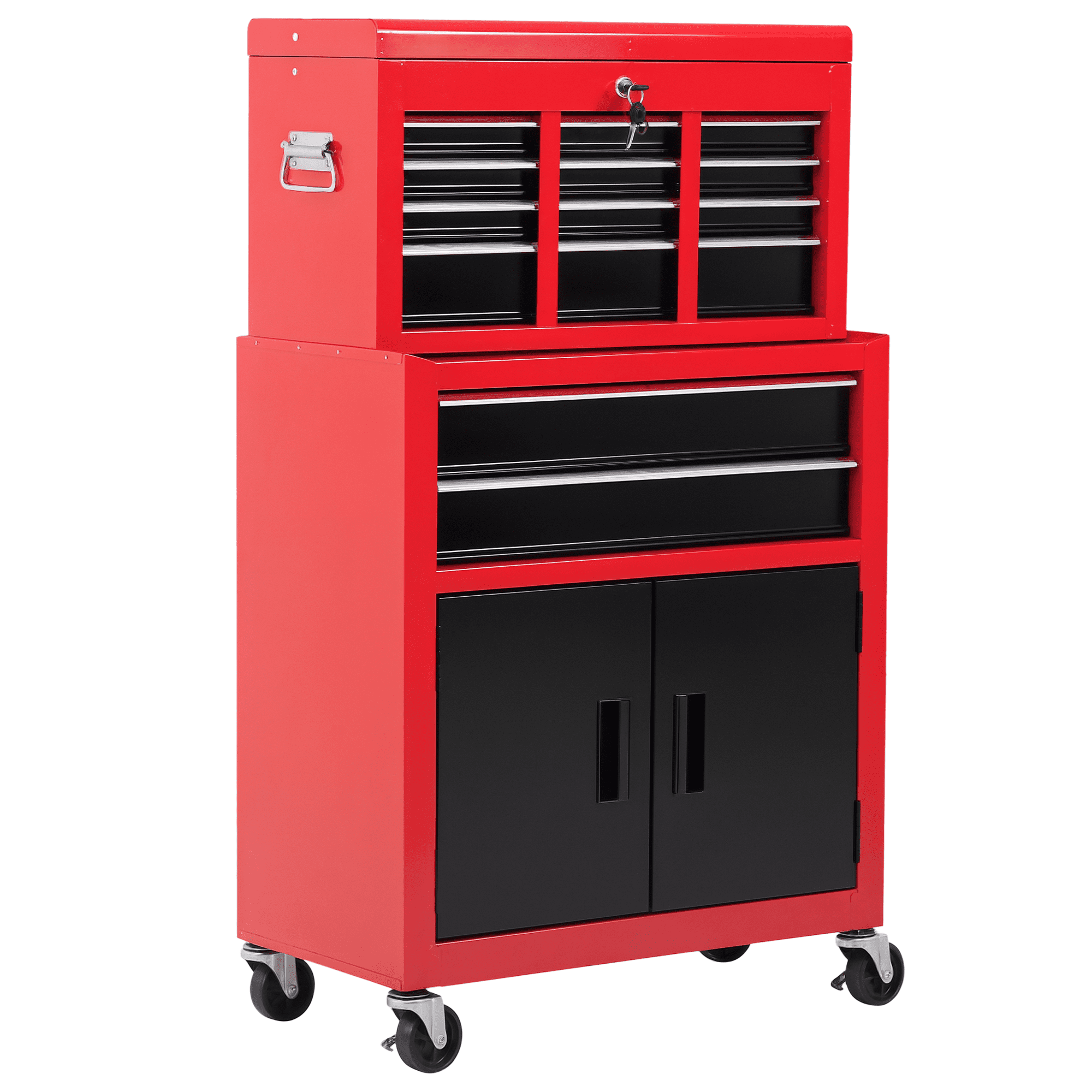 CoSoTower Rolling Tool Chest with Wheels and Drawers, 6-Drawer Tool Storage Cabinet, Detachable Organizer Tool Box Combo, Mobile Lockable Toolbox for Workshop Mechanics Garage