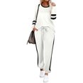 thumbnail image 2 of Innerwin Jogger Set Long Sleeve Ladies Sweatsuits Jogging Pullover Loungewear Two Piece Outfit White XL, 2 of 7