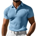thumbnail image 1 of cfhntfmh V Neck Shirts for Men Slim Short Sleeve Muscle Golf T-Shirts Summer Knitted Collared Soft Buttons down Tees, 1 of 6