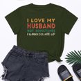 thumbnail image 2 of Penkiiy T-Shirt Femme J'aime Mon Mari Mignon Relation Mariée Tee L Vert Armée, 2 of 8