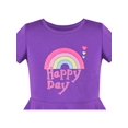 thumbnail image 4 of Robe Fille Violette Arc-en-Ciel Cœur Happy Day Coton Manches Courtes Décontractée 7 Ans, 4 of 8