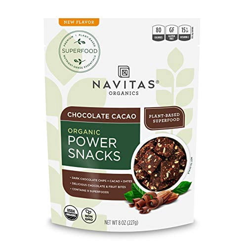 Navitas Organics Superfood Power Snacks, Chocolate Cacao, 8 oz. Bag, 11 Servings â Organic, Non-GMO, Gluten-Free