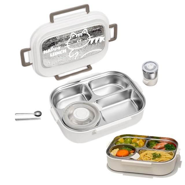 Stainless Steel Lunch Bento For Adults And Kids 4/5 Compartments Leak Proof Metal Bento Lunch Kids Snack Containers Reusable Snack Bento Lunch Containers With Lids