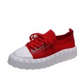 thumbnail image 1 of LOVZFMLL Espadrilles à Plateforme pour Femmes Chaussures Basses en Toile Décontractées Classiques Tendance à Lacets à Enfiler pour Marche Rouge 6.5, 1 of 5