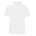 thumbnail image 4 of Pompotops Women's Casual Solid Color Ruffle Collar Long Sleeve Ruffle Shirt Blouse V-Neck Short Sleeve Shirt Tops, 4 of 7