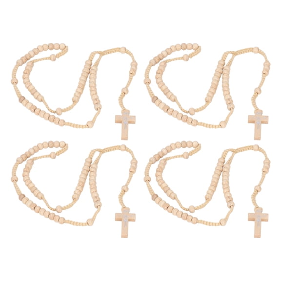 Chapelets Catholiques en Bois, Cadeaux Religieux Chapelet en Bois Style Unisexe pour Hommes Femmes Beige