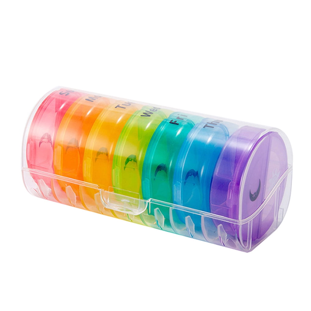 letairis Weekly Pill Box 7 Days Pills Dispenser Supplements Separated Compartments Storage Organizer Plastic Container Morning Evening
