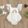 thumbnail image 2 of Fortune Infant Girls Jumpsuits Baby Fly Sleeve Lace Patchwork Embroidery Rainbow Bodysuits, 2 of 9