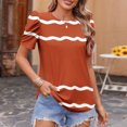 thumbnail image 2 of Pisexur Hauts pour Femmes, Hauts de Sortie pour Femmes et T-Shirt à Col Rond Imprimé à Manches Courtes, Haut Ample, Hauts de Printemps pour Femmes Brun, P, 2 of 6