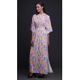 thumbnail image 3 of Bimba Rayon Colorful Feather Ladies Long Gown Boho Beach Cocktail Party Maxi SlitDress-XXX-Large, 3 of 6