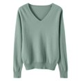 thumbnail image 1 of Timegard Chandails pour Femmes Col en V Tricot Chandail Automne Hiver Décontracté Ajusté Confortable Manches Longues Hauts, 1 of 5