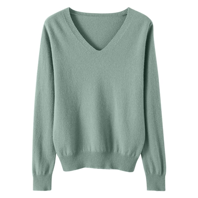 Timegard Chandails pour Femmes Col en V Tricot Chandail Automne Hiver Décontracté Ajusté Confortable Manches Longues Hauts